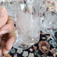 استکان  گل دار شیشه ای