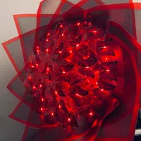 دسته گل پروانه ای چراغ دار دو حالتی قرمز