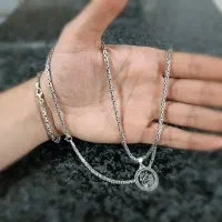 ست نقره مردانه کرال مربعی سیاه قلم مدل BSM B39