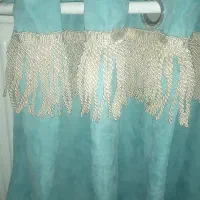 دستک پرده مخمل ابی فیروزه ای