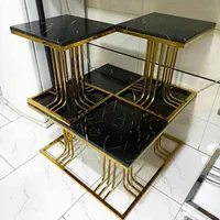 میز عسلی پذیرایی شیک جدید فلزی ستونی مربع نخل