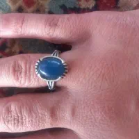 فروش انگشتر نقره دست ساز خاص با نگین یاقوت کبود