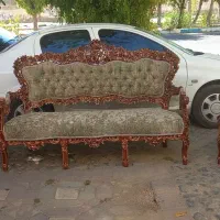 مبلمان استیل ۹ نفره چوب تمام گردو با میز ست چوبی