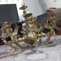 یک عدد لوستر کاملا سالم واضح تمیز ۸شاخه برنجی