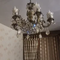 لوستر  تمام برنجی با کریستال