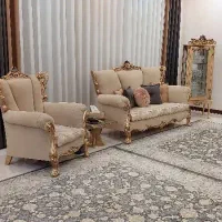 مبل 7 نفره استیل+جلومبلی+2 عسلی+بوفه کاور مبل