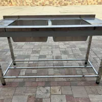 دو عدد سینک صنعتی دو لگنه استیل نگیر ۱.۵ متری