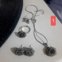 ست زنجیر و گوشواره و انگشتر استیل