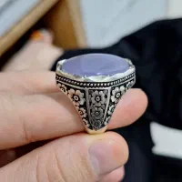 انگشتر نقره عقیق کبود یمنی و دُرّ نجف دستساز|جواهرات|تهران, جی|دیوار