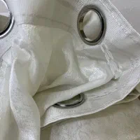 ۲عدد پرده پانچ شده حریر کتان و ۳عدد زیر پرده|پرده، رانر، رومیزی|مشهد, کوه سنگی|دیوار