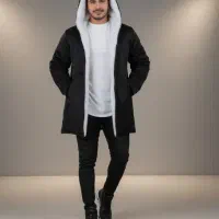 پکیج زمستونی مردانه شنل خز سفید به همراه کفش