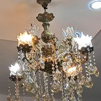 لوستر برنزی ۴ شاخه دوبل|لوستر و چراغ آویز|رشت, دیانتی|دیوار