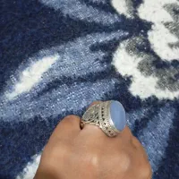 انگشتر نقره نگین عقیق کبود یمنی|جواهرات|کرمان, |دیوار