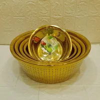 سرویس لگن و ابکش استیل طلایی ۵ پارچه یونیک خارجی|ظروف پخت‌وپز|تهران, شوش|دیوار