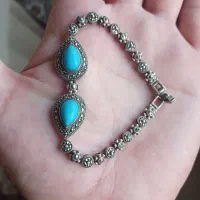 دستبند نقره ۹۲۵ با نگین فیروزه اصل|جواهرات|تهران, قنات‌کوثر|دیوار