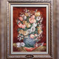 تابلو فرش گل لاله دستباف