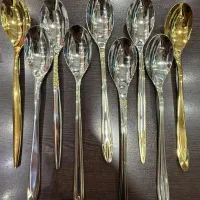 سرویس قاشق و چنگال دهنه اروپایی طلا نقره ۲۴نفره