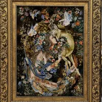 تابلو فرش دستباف گل و چله ابریشم