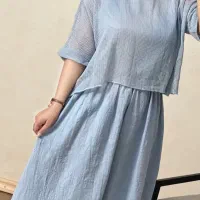 پیراهن ساحلی لینن ایتالیایی نو