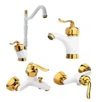 شیرآلات شیر آب سفید طلایی ضمانتی مدل‌ قاجار