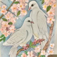 نقاشی مداد رنگی و اکرولیک مناسب تابلو