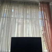 پرده حریر سفید با یالان کنار پرده