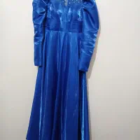 لباس مجلسی . پوشیده . آبی کاربنی . بلند