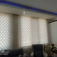 پرده زبرا دومکانیزه حریر گل برجسته پرده  آشپزخانه|پرده، رانر، رومیزی|ری, سرتخت|دیوار
