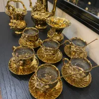 ظروف سرو پذیرایی طلایی ۱۷ پارچه شکلات شیرینی خوری