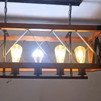 لوستر چوبی فلزی شش شعله با کیفیت