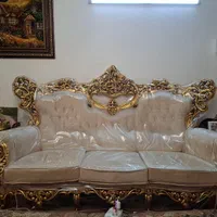 مبل سلطنتی استیل چوب گردو ورق طلا