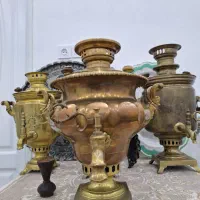 سماور روسی ذغالی ۲۰۰ساله سینی وشمشیر