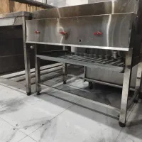 کباب پز صنعتی استیل و تاپینگ میز کار با بنماری