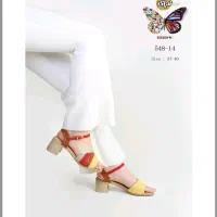 دمپایی پاشنه دار زردعسلی قرمز کرم