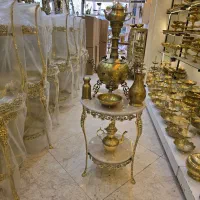 سماور ذغالی ۳ پایه مهر روسی سنگین وزن تمام برنج