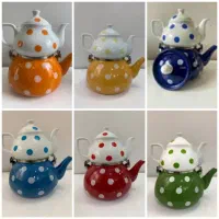 کتری قوری لعابی توپی و گلدار