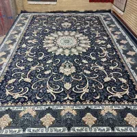 فرش ۱۲ متری جفت سرمه ای طلاکوب نوآکبند