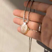 گردنبند عقیق زرد با زنجیر نقره