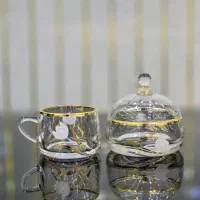 فنجان  هالو لب طلا گل دار