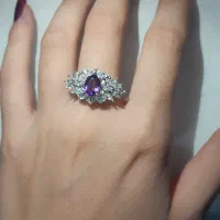 انگشتر نقره با سنگ اماتیس اصل