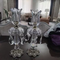 دوعددشمعدان کریستالی برنزسالم