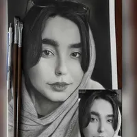 نقاشی چهره طراحی چهره سیاه قلم و رنگی|تابلو، نقاشی، عکس|شیراز, عفیف‌آباد|دیوار