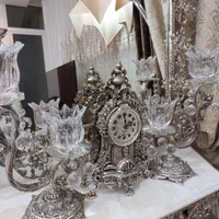 ست کامل آینه و شمعدون و ساعت تمام برنج