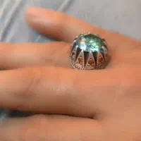 انگشتر نقره موزانایت سبز
