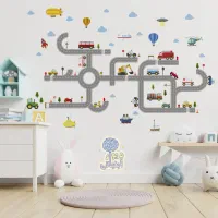 برچسب دیواری جاده و ماشین دیوار آبنباتی