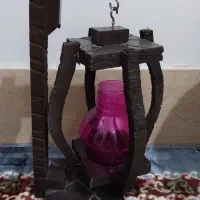 جا شمعی طرح فانوسی آویزان، چوبی