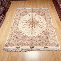جفت قالیچه ۵۰ رج چله ابریشم مارکدار تبریز