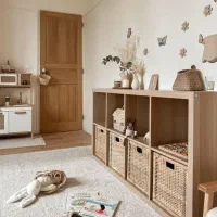 طبقات چوبی و بوفه شلفای چوبی|کتابخانه، شلف، قفسه‌های دیواری|اهواز, کمپلو شمالی|دیوار