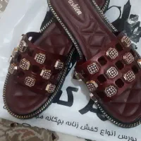 صندل لژ دار سایز ۴۰ ودمپایی زرشکی سایز ۴۰|کیف، کفش، کمربند|کرمانشاه, |دیوار