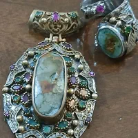 انگشتر و پلاک نقره جواهری آنتیک و کلکسیونی